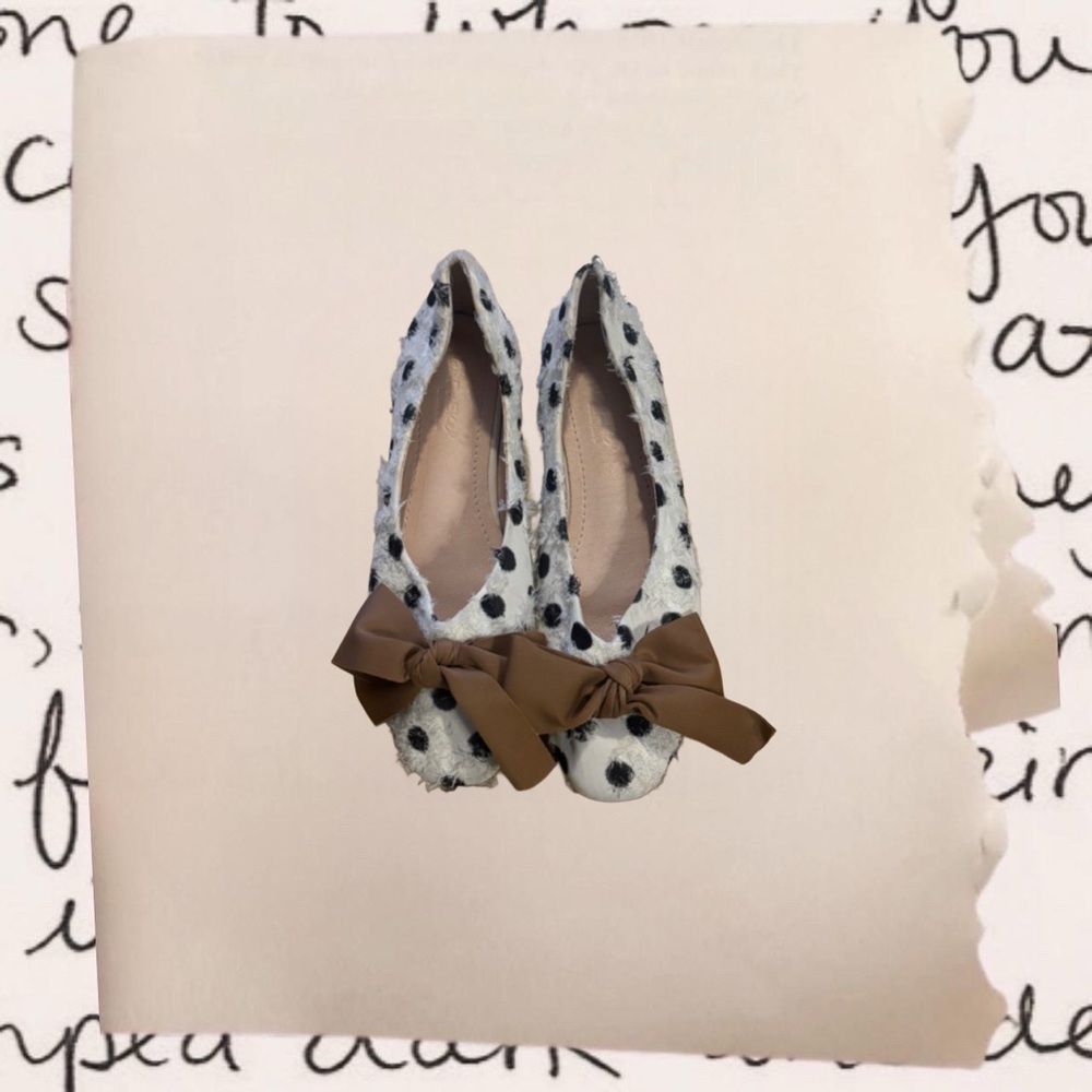 polka dot bow accent ballet flats